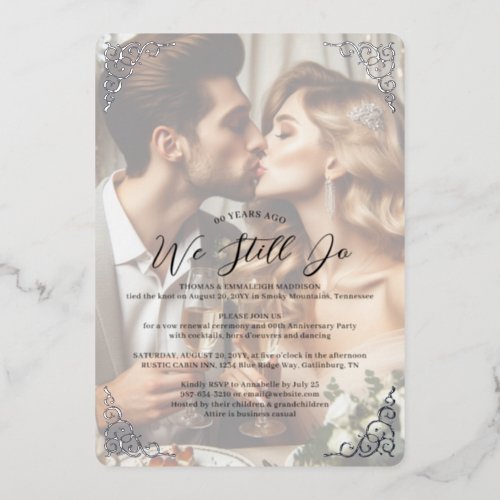 Elegant Pic Wedding Anniversary Vow Renewal Party Foil Invitation