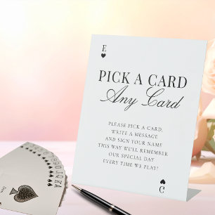 Elegant Pick A Card Any Card Wedding Guestbook Pedestal Sign