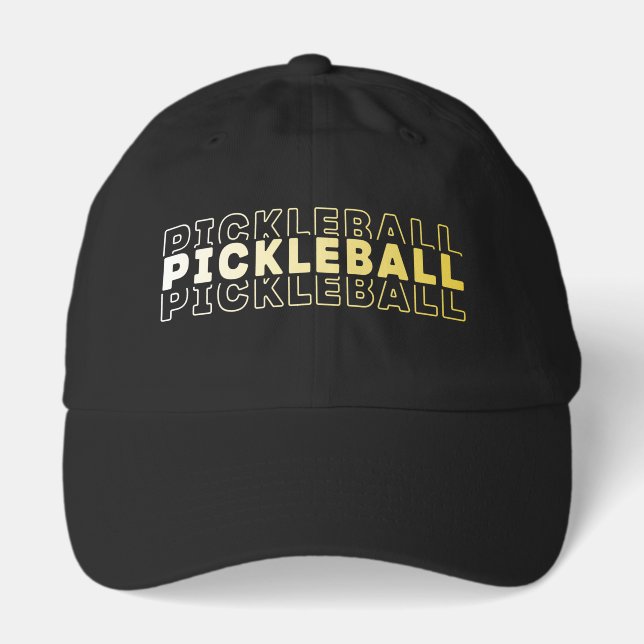 Elegant Pickleball Repeating White Golden Yellow Hat (Front)