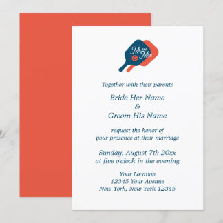Elegant pickleball wedding invitation template
