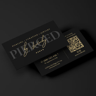 Elegant Piercing Artist Jewelry Studio Black Business Card
