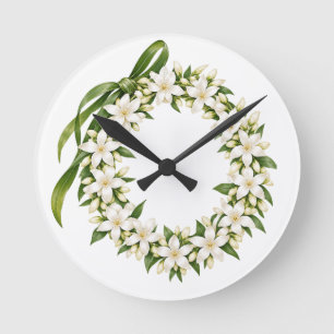 Elegant Pikake Lei Acrylic Clock