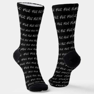 Elegant Pilot Brush Script Typography Socks