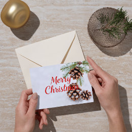 Elegant Pine and Berry Merry Christmas Card