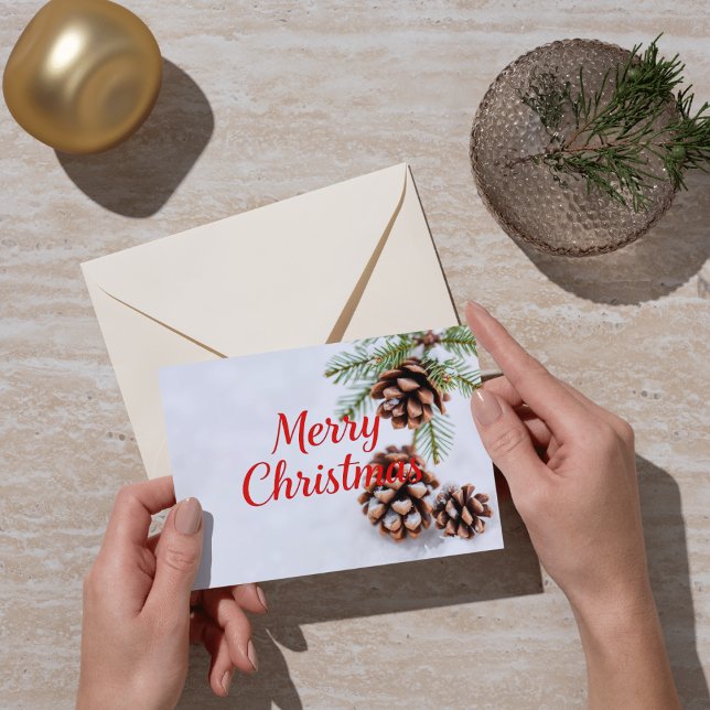 Elegant Pine and Berry Merry Christmas  Card (Creator Uploaded)