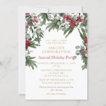 Elegant Pine Berries Corporate Holiday Party  Invitation
