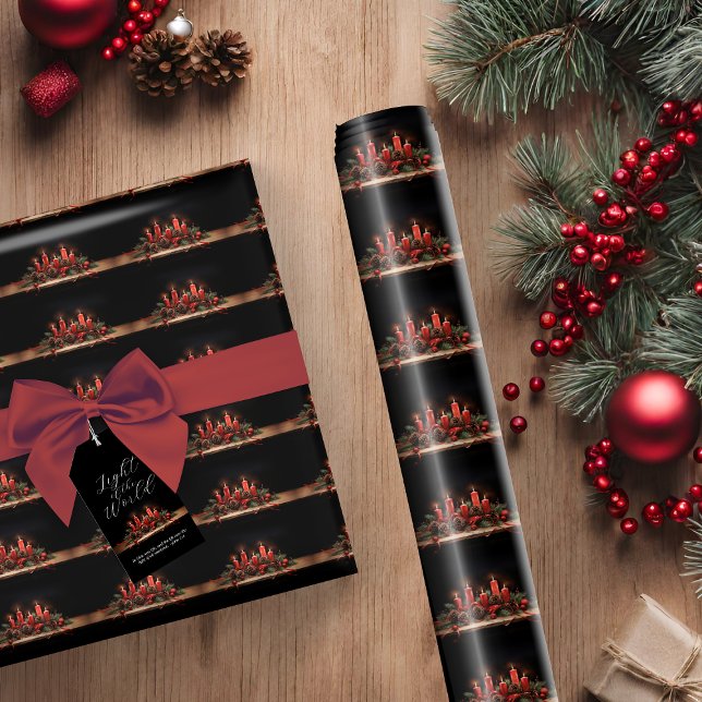Elegant Pine Bough Candle Garland Christmas Wrapping Paper (Elegant Pine Bough Candle Garland Christmas Wrapping Paper)