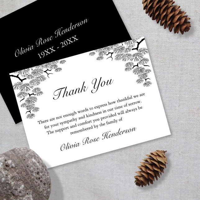 Elegant Pine Branch Bereavement Funeral Thank You (Creator Uploaded)