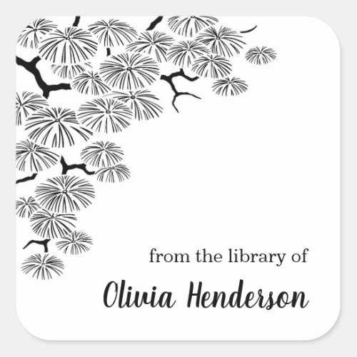 Elegant Pine Branch Bookplate From the Library of