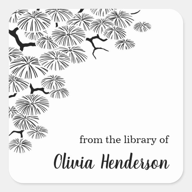Elegant Pine Branch Bookplate From the Library of (Front)