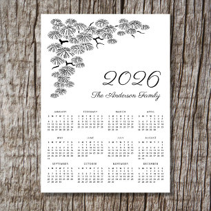 Elegant Pine Branch Botanical Calendar 2026