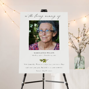Elegant Pine Branch Fauna Photo Sympathy Memorial Foam Board