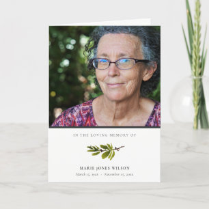 Elegant Pine Branch Fauna Photo Sympathy Memorial Thank You Card