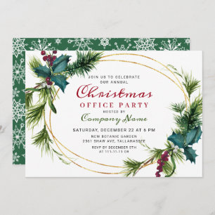 Elegant Pine Christmas Holiday OFFICE Party Invitation