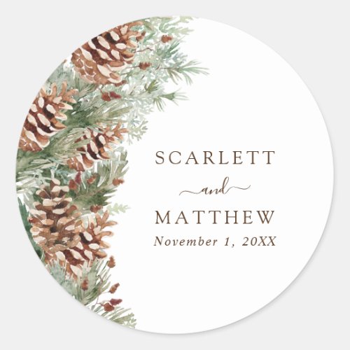 Elegant Pine Classic Round Sticker