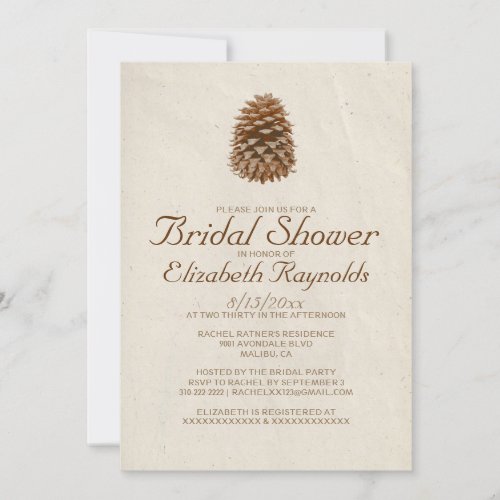 Elegant Pine Cone Bridal Shower Invitations