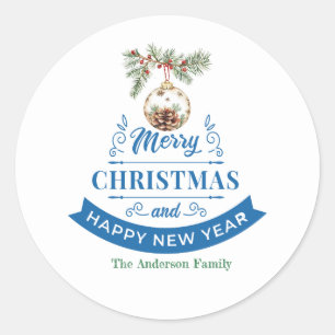 Elegant Pine Cone Christmas & New Year Classic Round Sticker