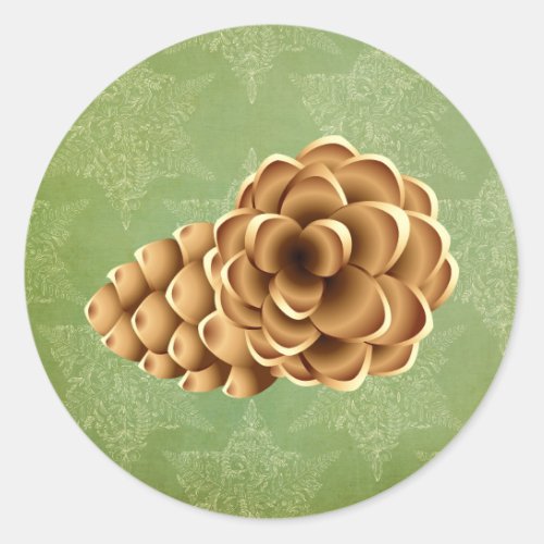 Elegant Pine Cone Classic Round Sticker