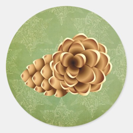 Elegant Pine Cone Classic Round Sticker