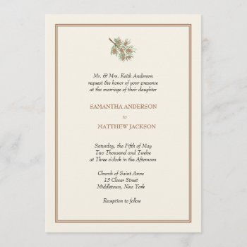 Elegant Pine Cone Wedding Invitation by oddowl at Zazzle