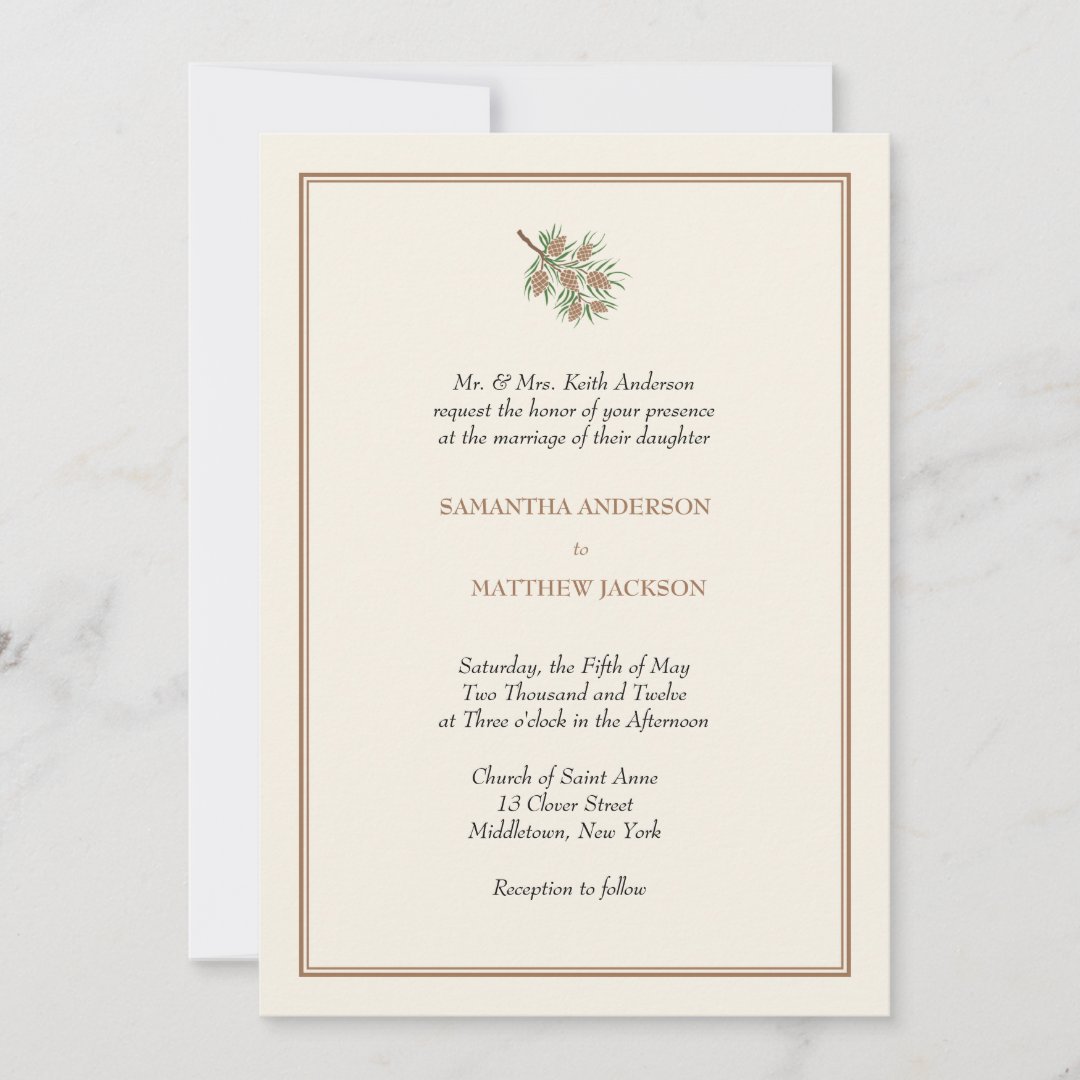 Elegant Pine Cone Wedding Invitation | Zazzle