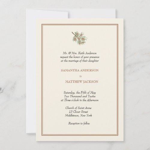 Elegant Pine Cone Wedding Invitation
