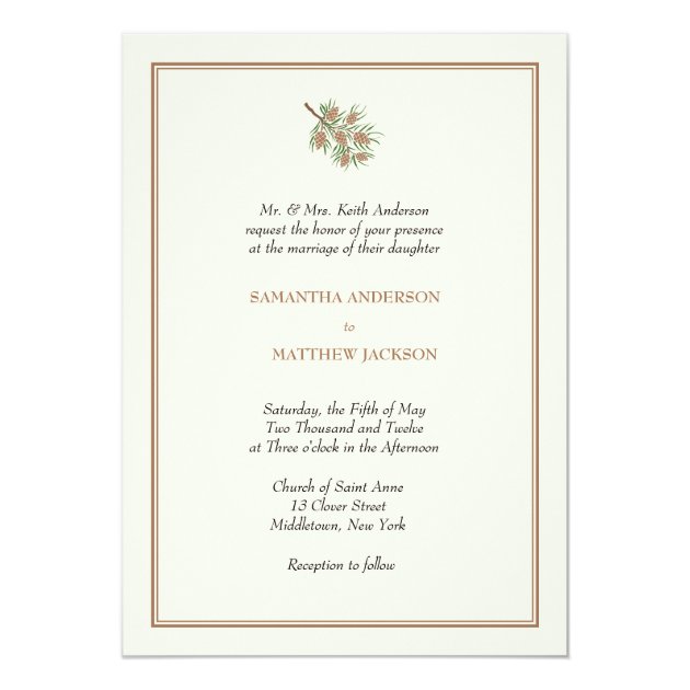 Elegant Pine Cone Wedding Invitation