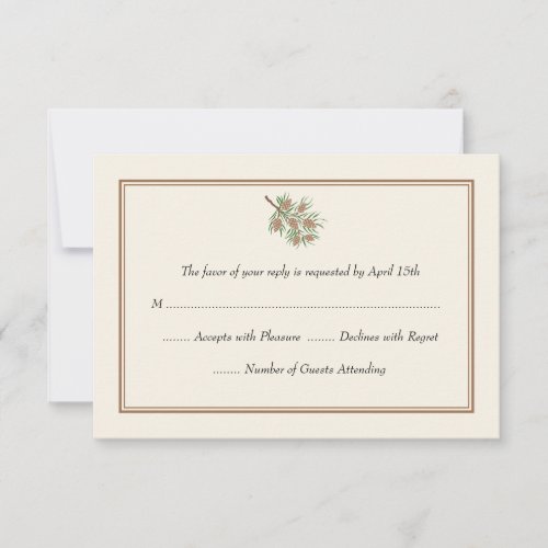 Elegant Pine Cone Wedding RSVP Cards