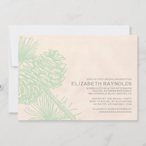 Elegant Pine Cones Bridal Shower Invitations
