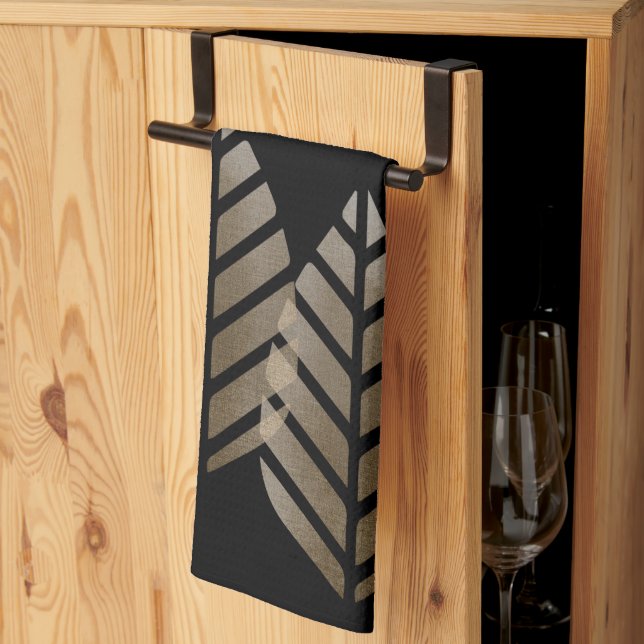 Elegant Pine Cones Copper Platinum Pattern Kitchen Towel (Thirds Fold)