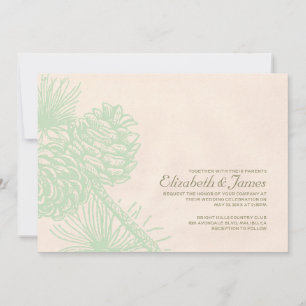 Elegant Pine Cones Wedding Invitations