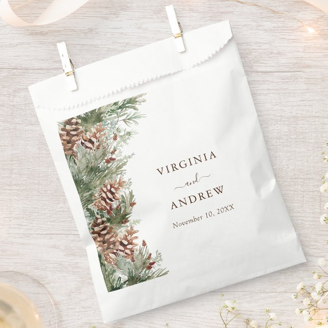 Elegant Pine Favor Bag (Elegant Watercolor Pine Forest Favor Bag by Painted Paperie)