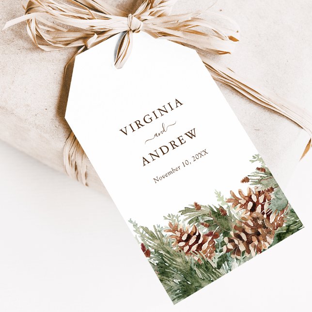 Elegant Pine Gift Tags (Elegant Pine Greenery White Gift Tags by Painted Paperie
)