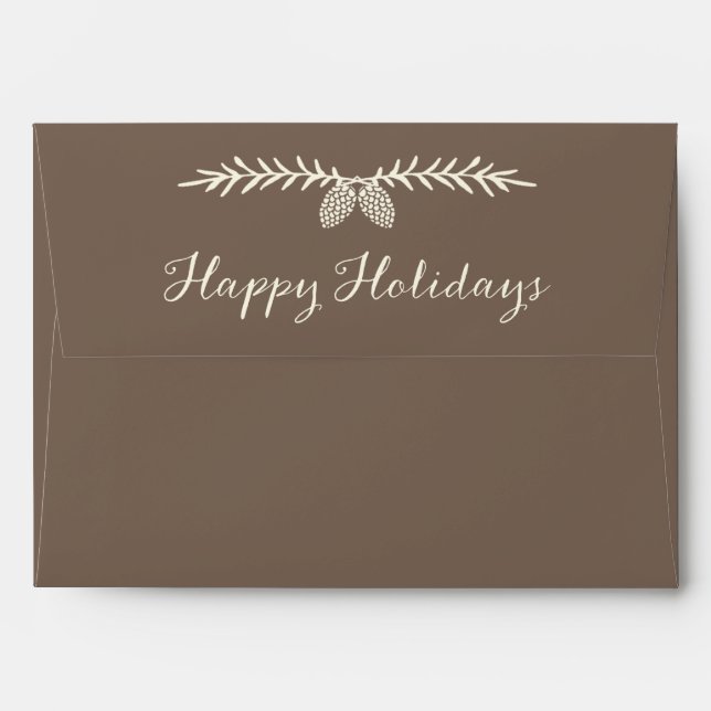 Elegant Pine Happy Holidays Pre-Addressed Envelope (Back (Top Flap))