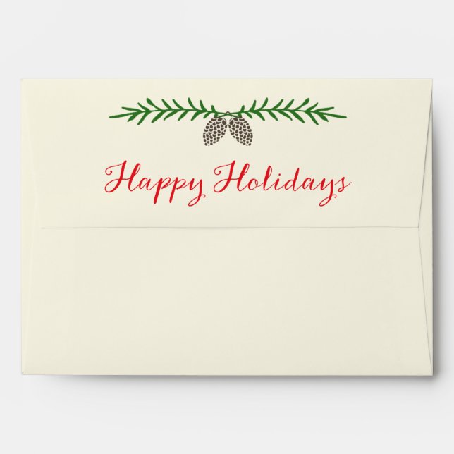 Elegant Pine Happy Holidays Pre-Addressed Envelope (Back (Top Flap))