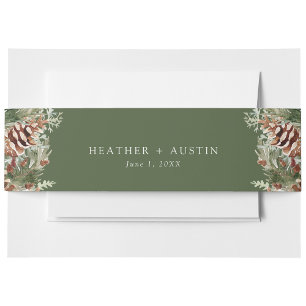 Elegant Pine Invitation Belly Band