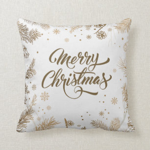 Elegant Pine Leaves & Cones Holiday Throw Pillow