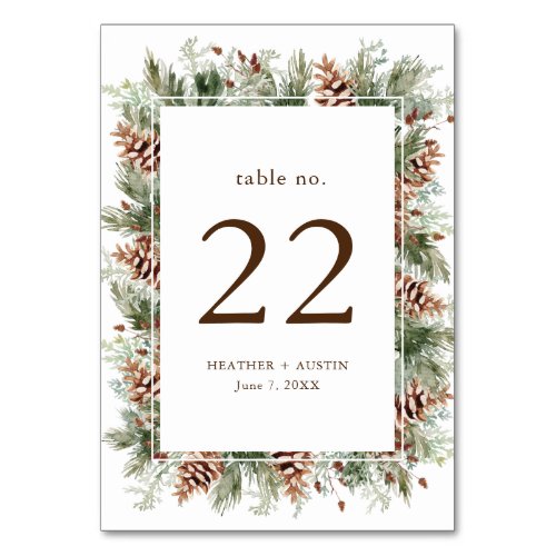 Elegant Pine Table Number