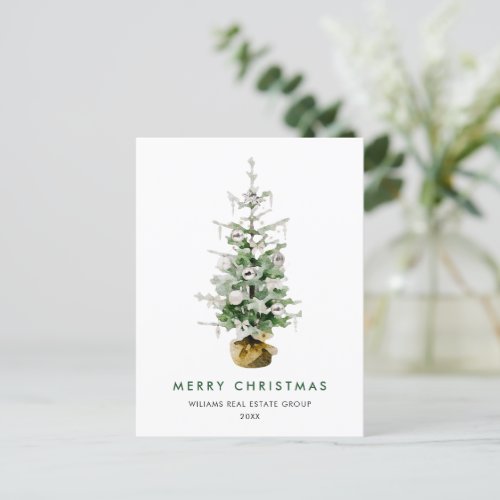 Elegant Pine Tree Christmas Company Greeting Holiday Postcard