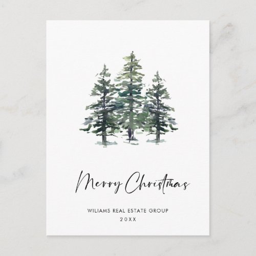 Elegant Pine Tree Christmas Company Greeting Postcard