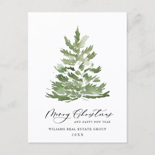 Elegant Pine Tree Christmas Company Greeting Postcard