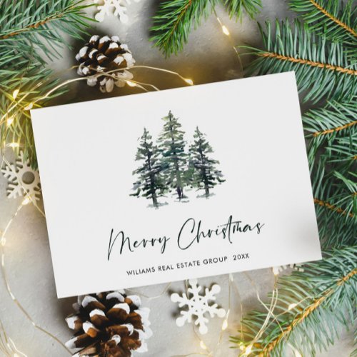 Elegant Pine Tree Christmas Company Greeting Postcard