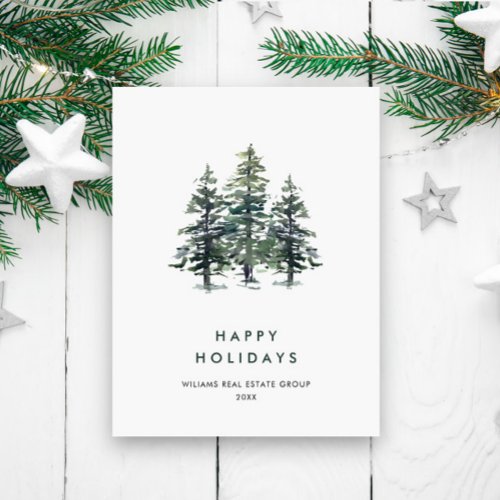 Elegant Pine Tree Christmas Company Greeting Postcard