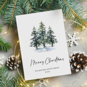 Elegant Pine Tree Christmas Company Greeting Postcard