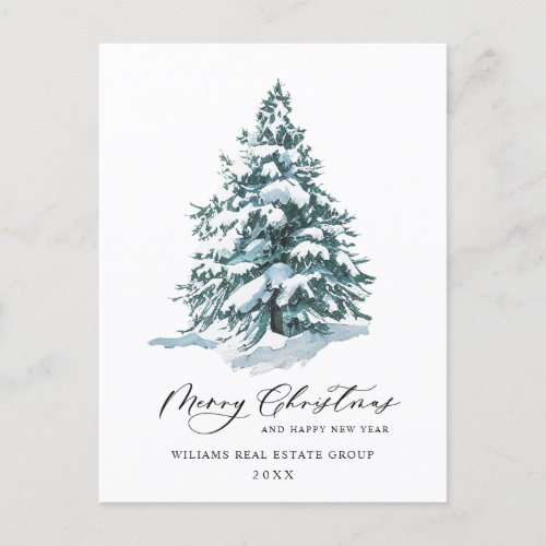 Elegant Pine Tree Christmas Company Greeting Postcard