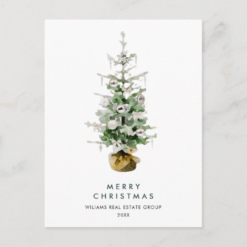 Elegant Pine Tree Christmas Company Holiday Postcard