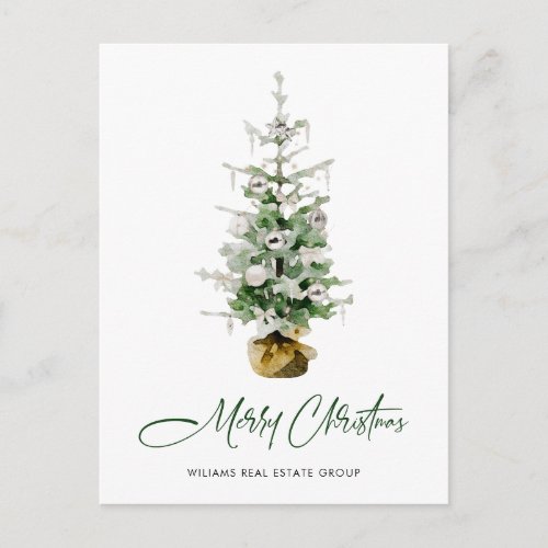 Elegant Pine Tree Christmas Company Holiday Postcard