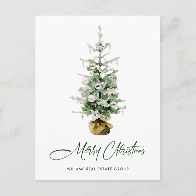 Elegant Pine Tree Christmas Company Holiday Postcard (Front)