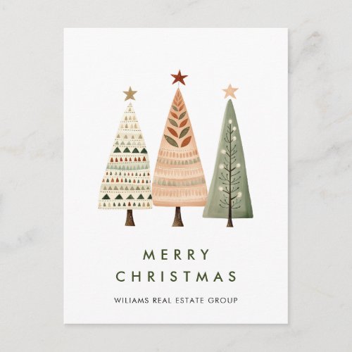 Elegant Pine Tree Christmas Company Holiday Postcard