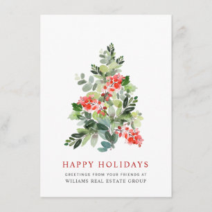 Elegant Pine Tree Christmas Corporate Greeting Holiday Card